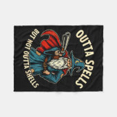 Outta Spells But Not Outta Shells Wizard Fantasy M Fleecedecke (Vorderseite (Horizontal))