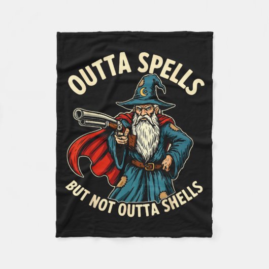Outta Spells But Not Outta Shells Wizard Fantasy M Fleecedecke (Vorderseite)