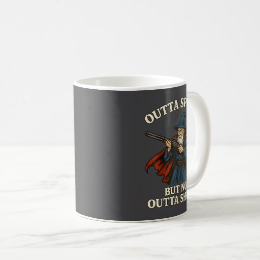 Outta Spells But Not Outta Shells Wizard Fantasy M Kaffeetasse (VorderseiteRechts)