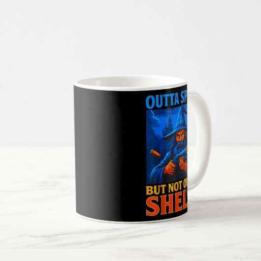 Outta Spells But Not Outta Shells Wizard Fantasy M Kaffeetasse (VorderseiteRechts)