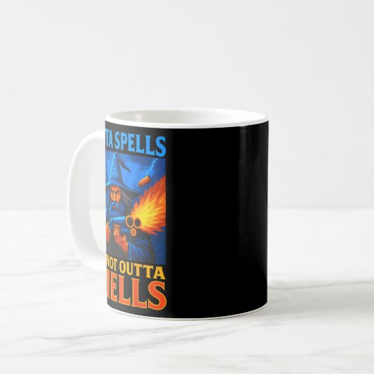 Outta Spells But Not Outta Shells Wizard Fantasy M Kaffeetasse (Vorderseite Links)