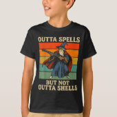 Outta Spells But Not Outta Shells Wizard Retro Fan T-Shirt (Vorderseite)