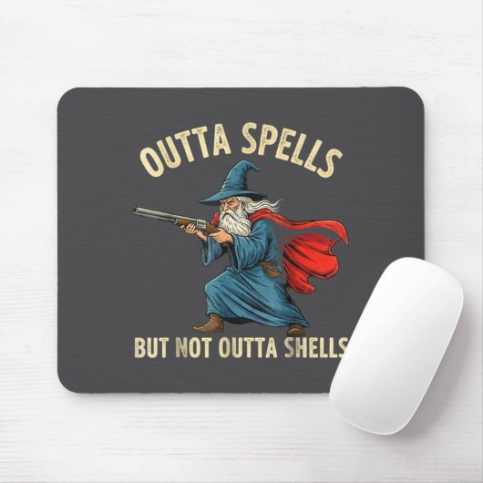 Outta Spells But Not Shells Wizard Meme  Mousepad (Mit Mouse)