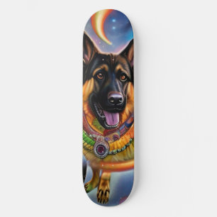 Outta This World Trippy German Shepherd Skateboard