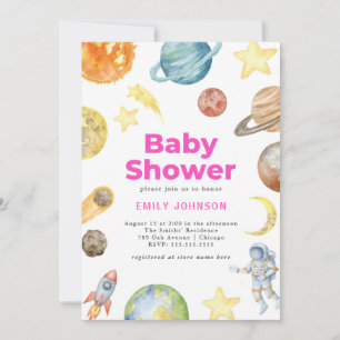 Oututer Space Girls Baby Dusche Einladung