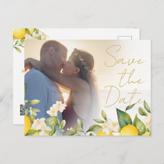 Ouvertüre des Fotos für Hochzeitspuren Save the Da Ankündigungspostkarte (Vorne/Hinten)