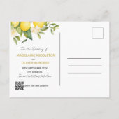 Ouvertüre des Zitrusfrüchte-Fotos für Hochzeiten S Ankündigungspostkarte (Rückseite)