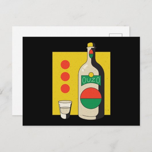 Ouzo Flasche Postkarte (Vorne/Hinten)
