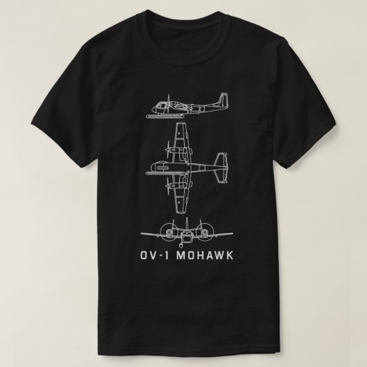 OV1 Mohawk American Flugzeug Blueprint Geschenk T-Shirt (Design vorne)