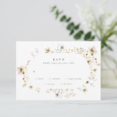Oval Abundance Dried Wildflower Pampas Wedding RSVP Karte (Stehend Vorderseite)