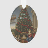 Oval Acrylic Nativity Santa Christmas Ornament (Vorderseite)