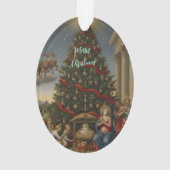 Oval Acrylic Nativity Santa Christmas Ornament (Rückseite)
