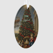 Oval Acrylic Nativity Santa Christmas Ornament (Vorderseite)