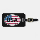 Oval American Flag USA Ländercode Reise Gepäckanhänger (Vorderseite horizontal)