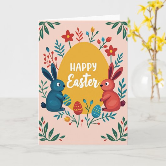 Oval Animal Celebration Card Karte (Gelbe Blume)