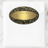 Oval Aufkleber-Adressenaufkleber Schwarzes Gold Fl Ovaler Aufkleber (Tasche)