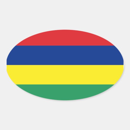 Oval-Aufkleber der Flagge Mauritius Ovaler Aufkleber (Vorderseite)