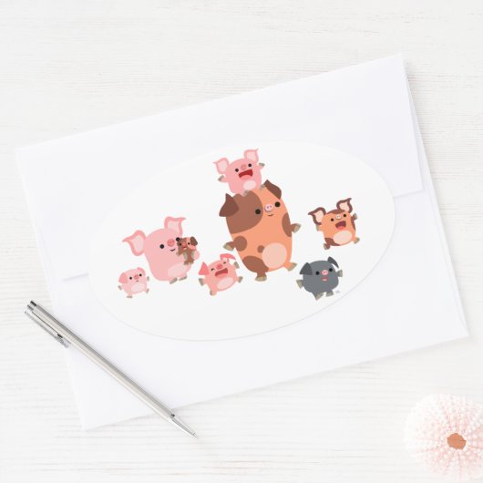 Oval-Aufkleber für Cartoon Ovaler Aufkleber (Umschlag)