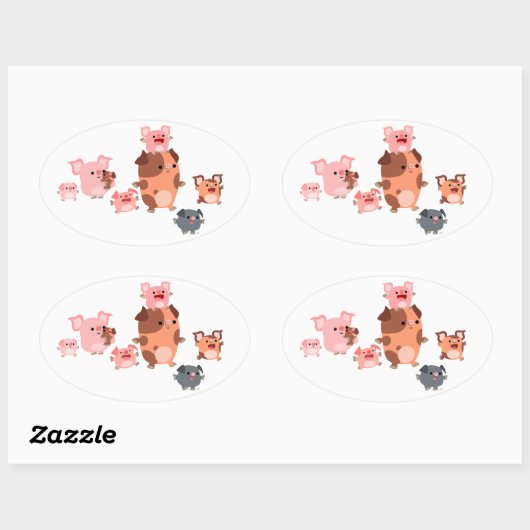 Oval-Aufkleber für Cartoon Ovaler Aufkleber (Blatt)