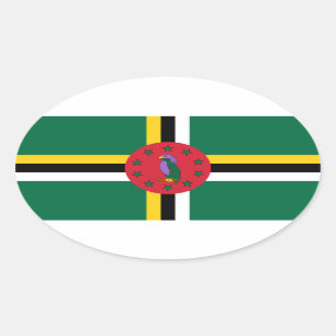 Oval-Aufkleber für die Dominica-Flagge Ovaler Aufkleber