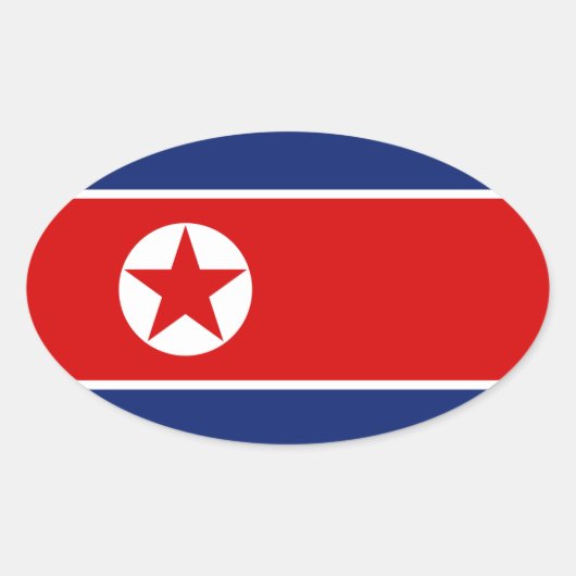 Oval-Aufkleber für die Flagge Nordkoreas Ovaler Aufkleber (Vorderseite)
