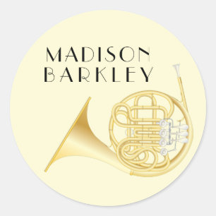 Oval-Aufkleber für die Französisch Horn Musician B Runder Aufkleber