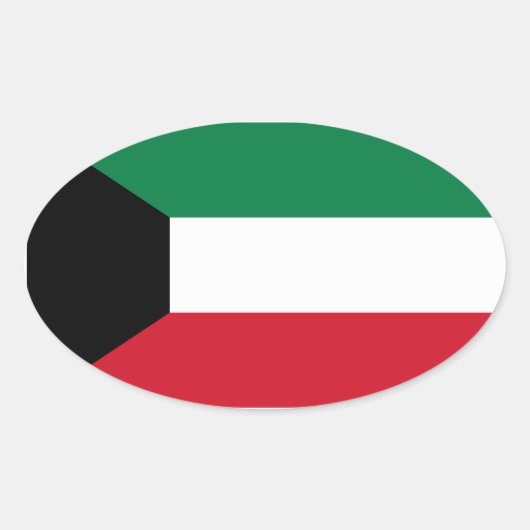 Oval-Aufkleber für die Kuwait-Flagge Ovaler Aufkleber (Vorderseite)