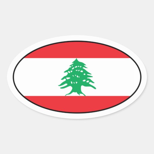 Oval-Aufkleber für die libanesische Flagge Ovaler Aufkleber (Vorderseite)
