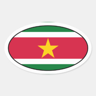 Oval-Aufkleber für die Suriname-Flagge Ovaler Aufkleber
