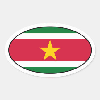 Oval-Aufkleber für die Suriname-Flagge Ovaler Aufkleber