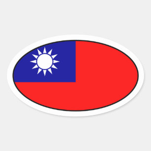 Oval-Aufkleber für die taiwanische Flagge Ovaler Aufkleber