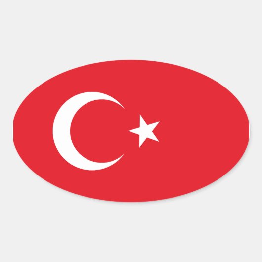 Oval-Aufkleber für die türkische Flagge Ovaler Aufkleber (Vorderseite)