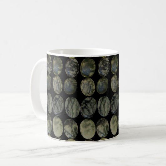 Oval Banded Agate Gemstone Horizontales Muster Kaffeetasse (Vorderseite Links)