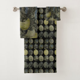 Oval Banded Agate Gemstone Vierteiliges Muster Badhandtuch Set