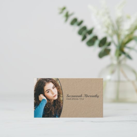 Oval Berufliches Foto QR Code Nanny Visitenkarte (Stehend Vorderseite)