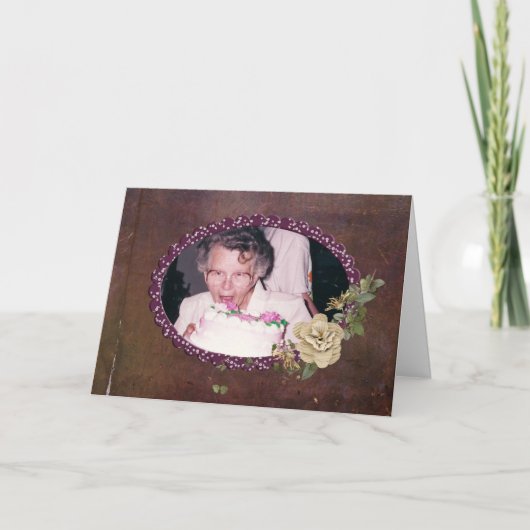 Oval Birthday Foto Frame Karte (Vorderseite)
