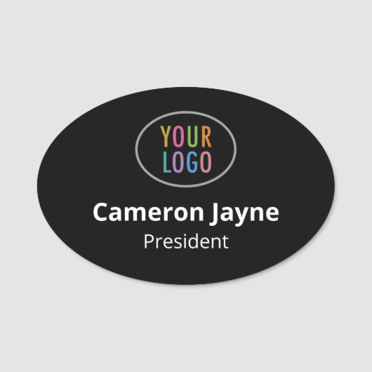 Oval Black Name Markierung Magnetic oder Button Cu (Vorderseite)