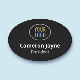 Oval Black Name Markierung Magnetic oder Button Cu