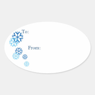 Oval Blue Colored Snowflake Geschenkartikel Aufkle Ovaler Aufkleber