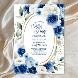 Oval Blue Floral Wedding After Party Einladung