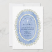 Oval Blue Frame Taufe Einladung (Vorderseite)