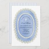 Oval Blue Frame Taufe Einladung (Vorne/Hinten)