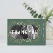 Oval Boho Bold Abstrakt Modern Leafa Goldenes Foto Dankeskarte (Stehend Vorderseite)