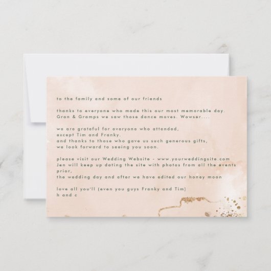 Oval Boho Bold Abstrakt Modern Leafa Goldenes Foto Dankeskarte (Rückseite)