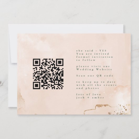 Oval Boho Bold QR Code Modernes Leafy Goldenes Fot Save The Date (Rückseite)