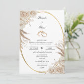 Oval Boho wedding ring Spanish Wedding Invitation Einladung (Stehend Vorderseite)