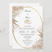 Oval Boho wedding ring Spanish Wedding Invitation Einladung (Vorne/Hinten)
