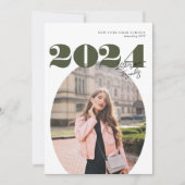 Oval Bold Modern Class of 2024 Foto Abschluss Einladung (Vorderseite)