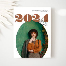 Oval Bold Modern Class of 2024 Foto Abschluss Einladung