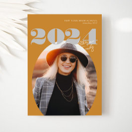 Oval Bold Modern Class of 2024 Foto Abschluss Einladung